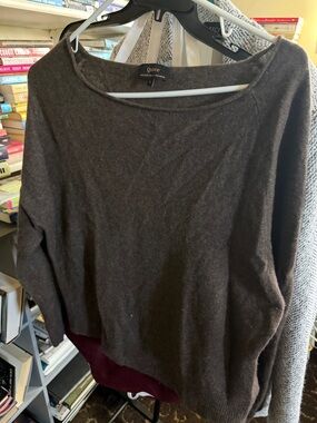 Quince Off-the-Shoulder Sweater in Charcoal Gray